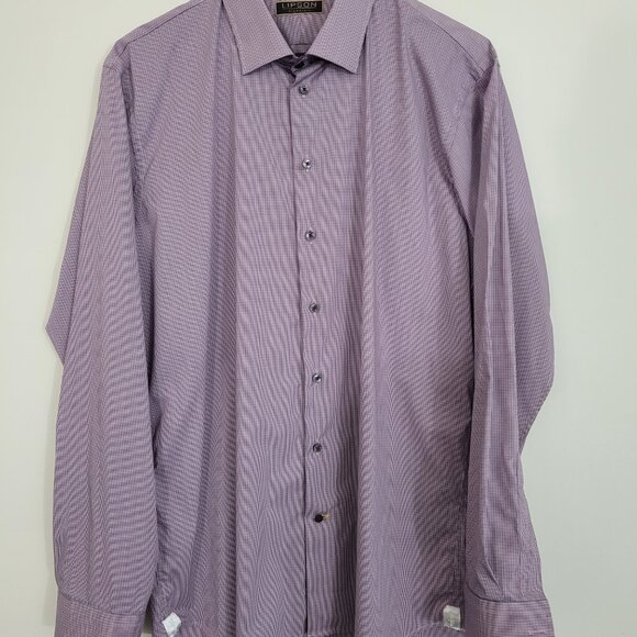 Lipson Signature Button up Dress Shirt Classic Fit 17.5 neck Plaid - Picture 2 of 11